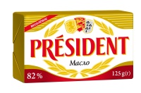 PRESIDENT масло сливочное, несоленое 82% 125 г